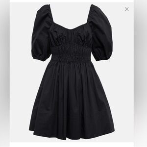 STAUD Black Puff-Sleeve Mini Dress
